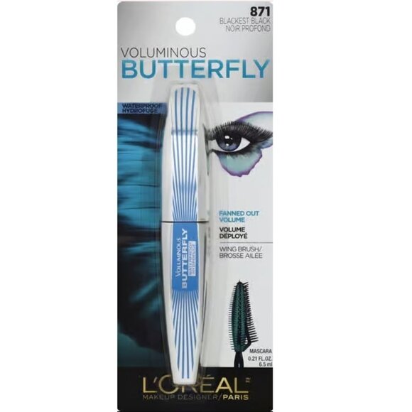 L'Oreal Voluminous Butterfly Mascara - #871 Blackest Black 6.5ml - Picture 1 of 10